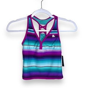 ZeroXposur Girls Aurora Sunrise Tankini Swim Top NWT Size 12 Blue Purple
